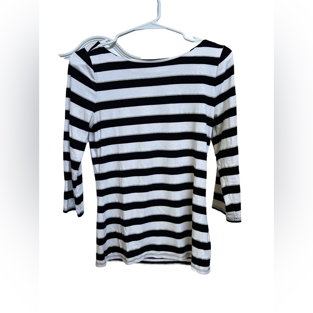 WHBM black and white long sleeve top size S